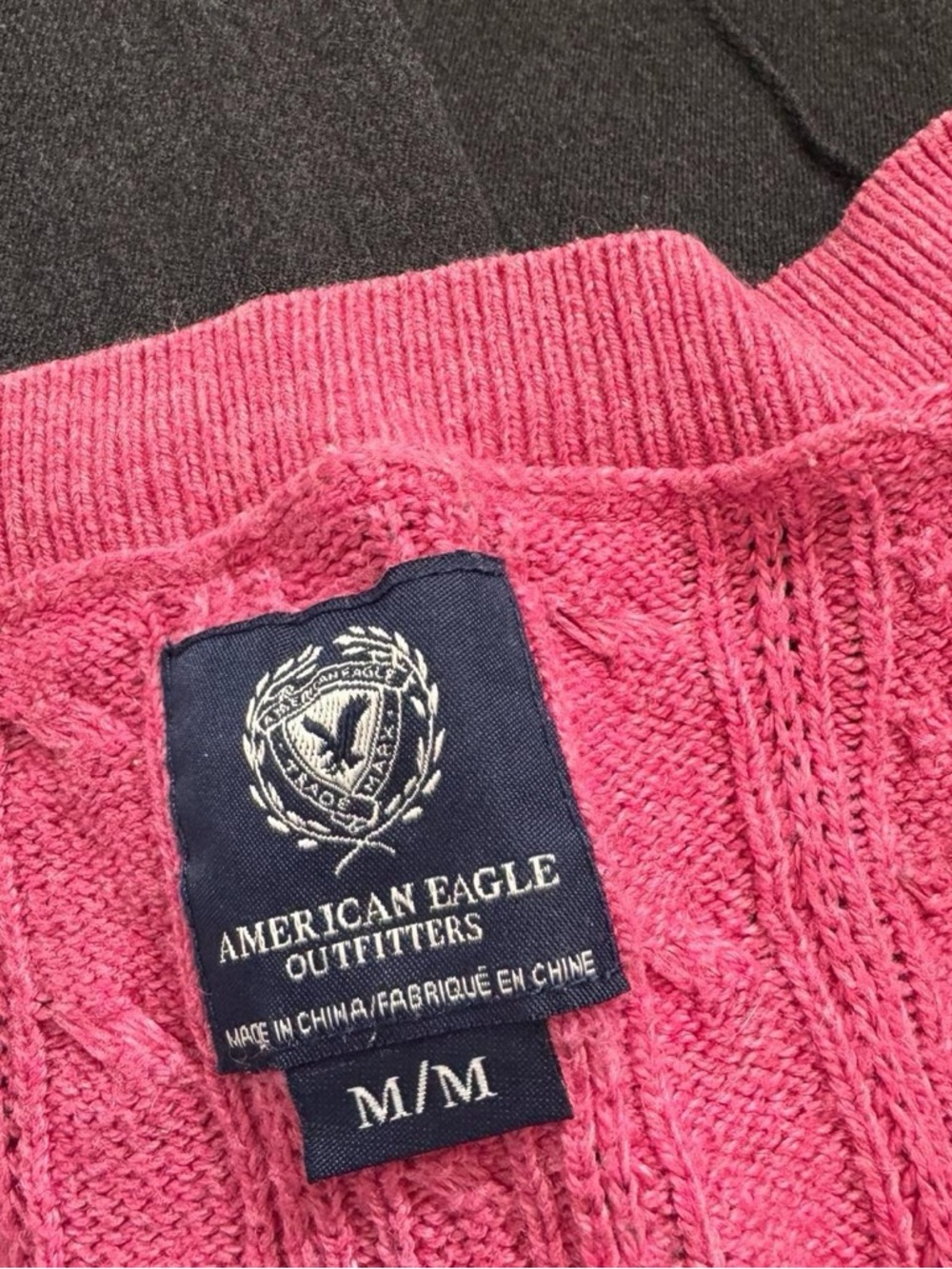 American Eagle Y2K Hot Pink Cable Knit V-Neck Sweater - Picture 2 of 6